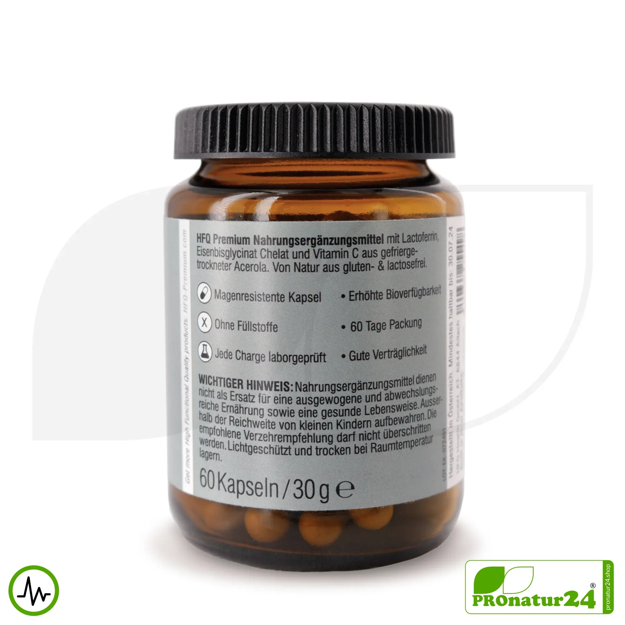 Eisen Komplex 2.0 | Lactoferrin + Eisen + Vitamin C | 60 Kapseln | Premium Nahrungsergänzung von HFQ Health – Bild 3