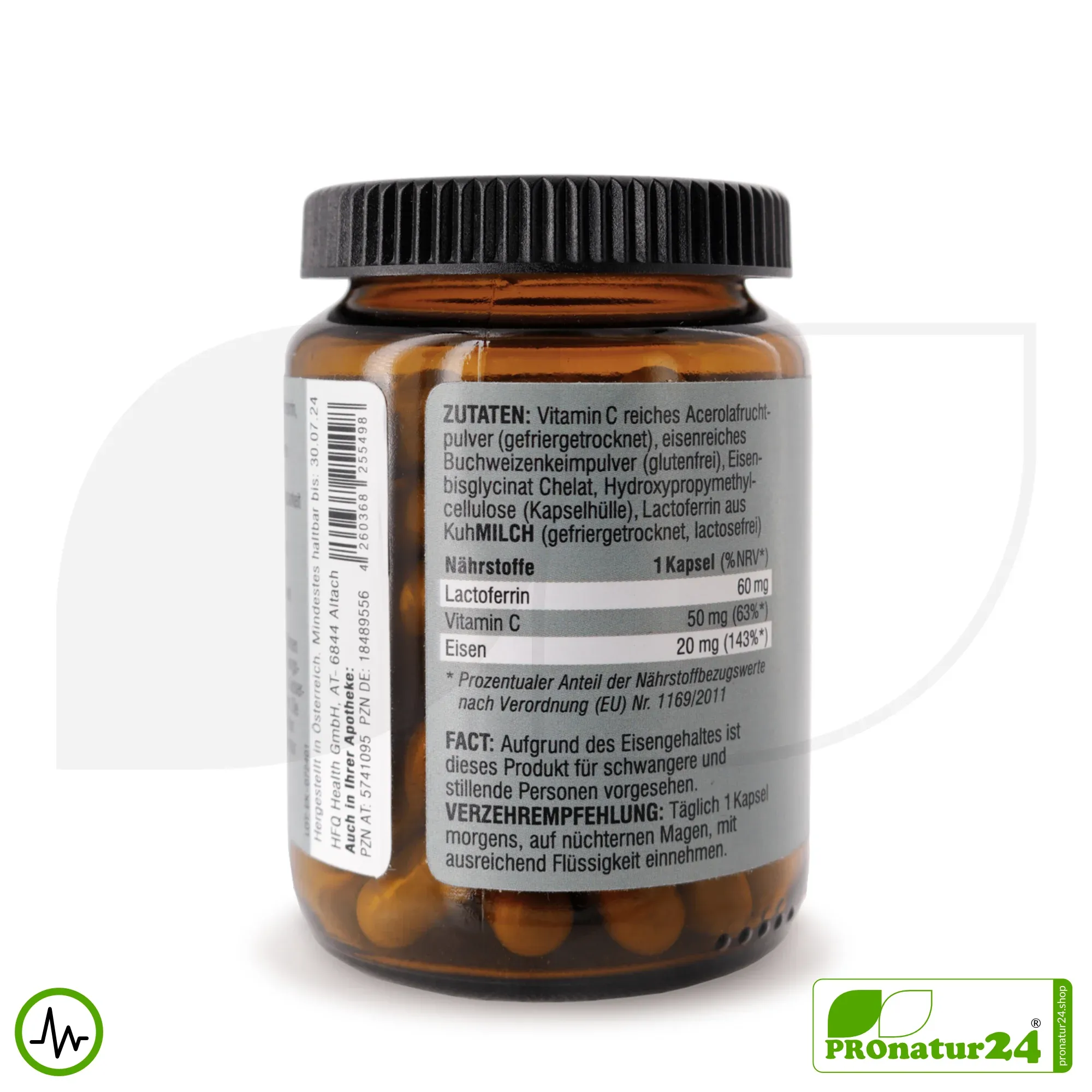 Eisen Komplex 2.0 | Lactoferrin + Eisen + Vitamin C | 60 Kapseln | Premium Nahrungsergänzung von HFQ Health – Bild 2