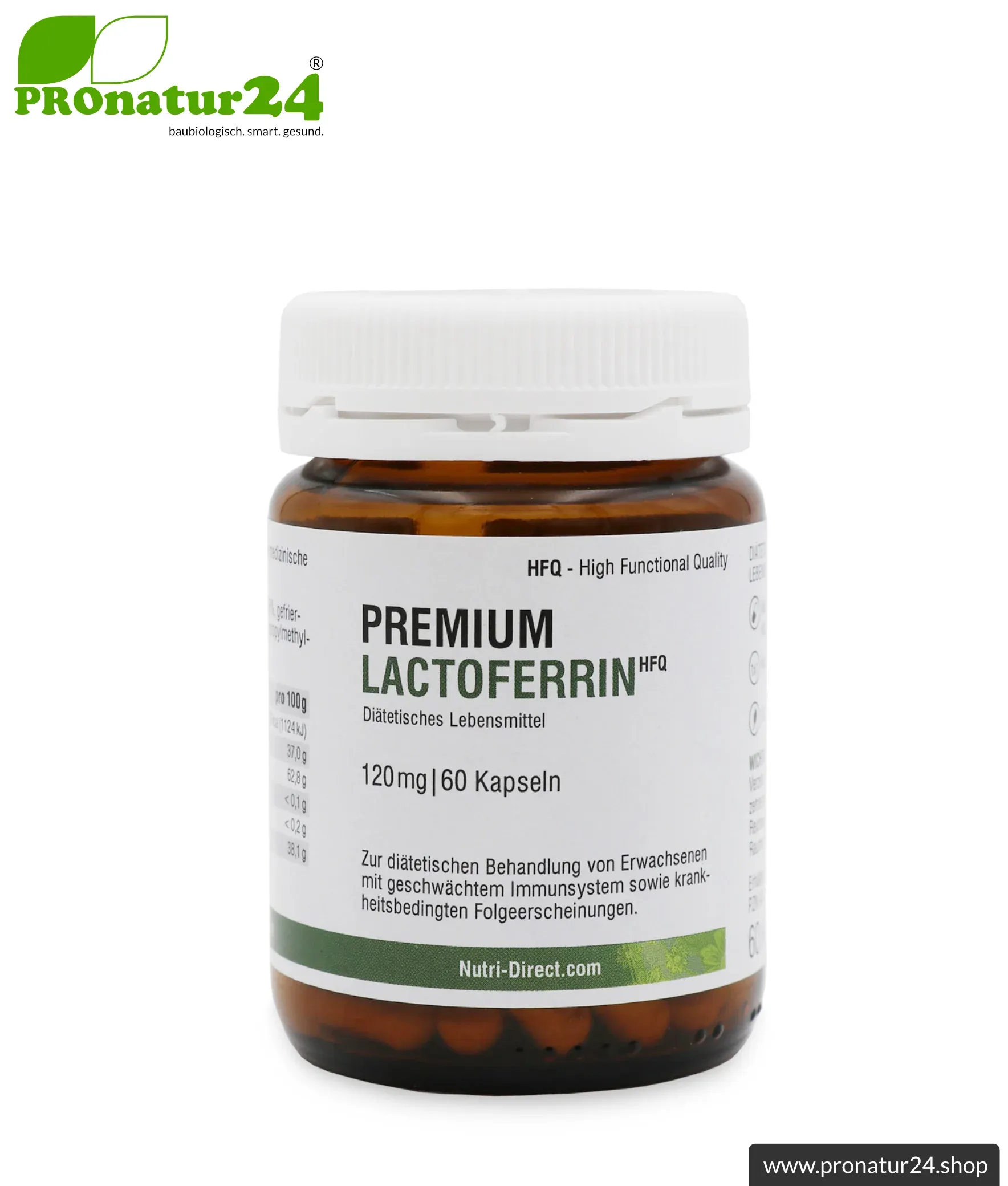 Lactoferrin HFQ Kapseln | 120 mg in höchster Reinheit | Diätetisches Lebensmittel in Premium Qualität