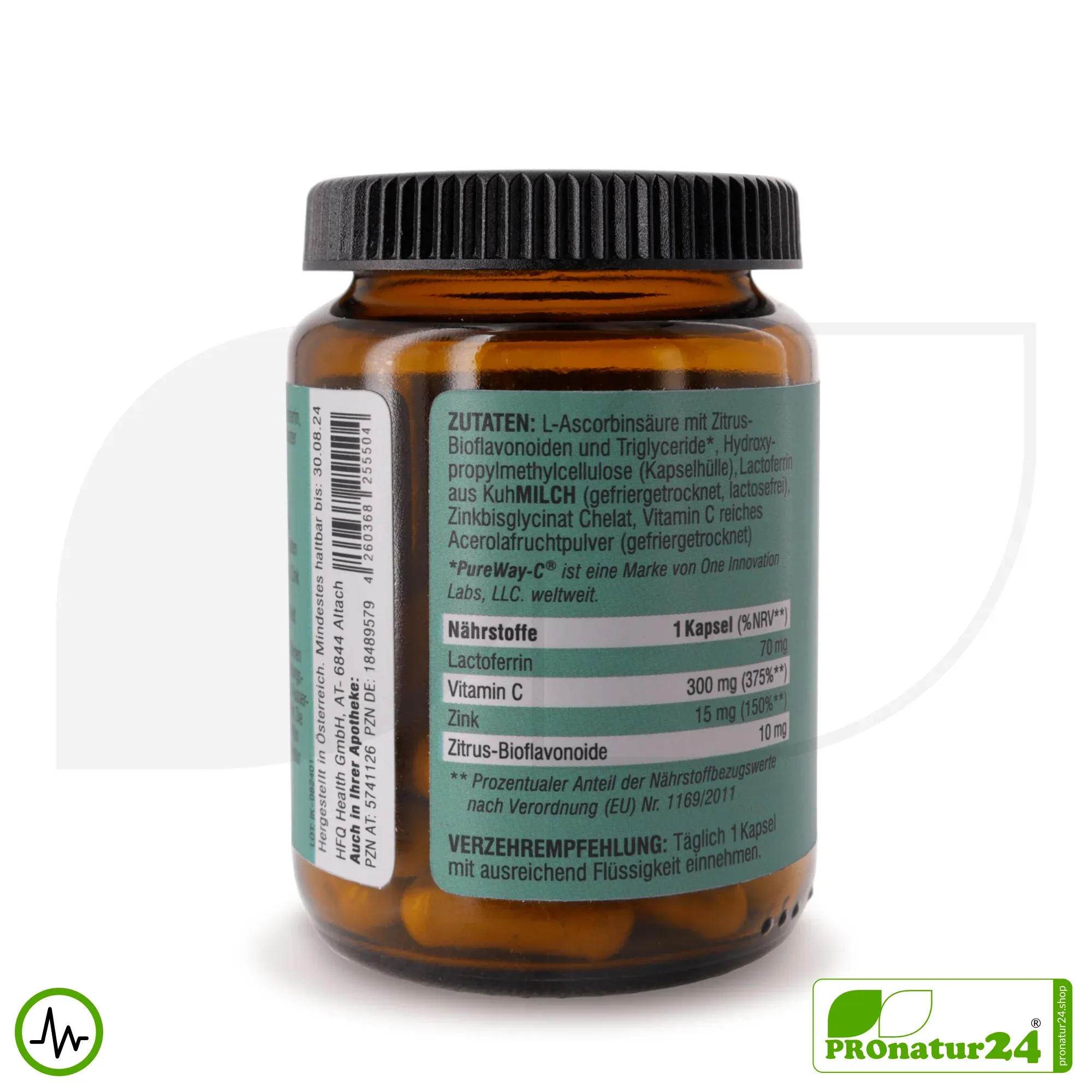 Immun Komplex 2.0 | Lactoferrin + Vitamin C + Zink | 40 Kapseln | Premium Nahrungsergänzung von HFQ Health – Bild 2
