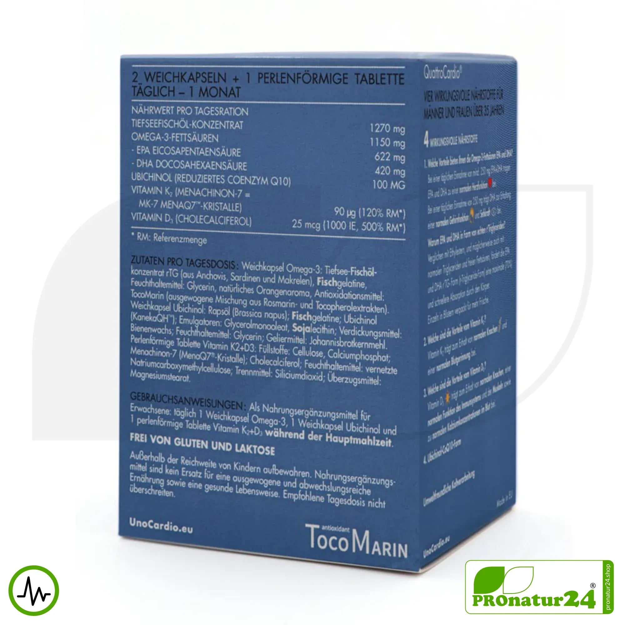 WHC QuattroCardio® (OMEGA-3 Fettsäuren, Vitamin D3, K2 und Q10 Ubichinol) | 90 Kapseln – Bild 4