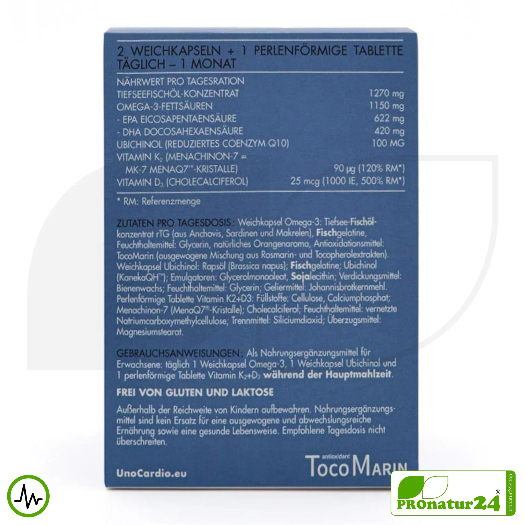 WHC QuattroCardio® (OMEGA-3 Fettsäuren, Vitamin D3, K2 und Q10 Ubichinol) | 90 Kapseln – Bild 6