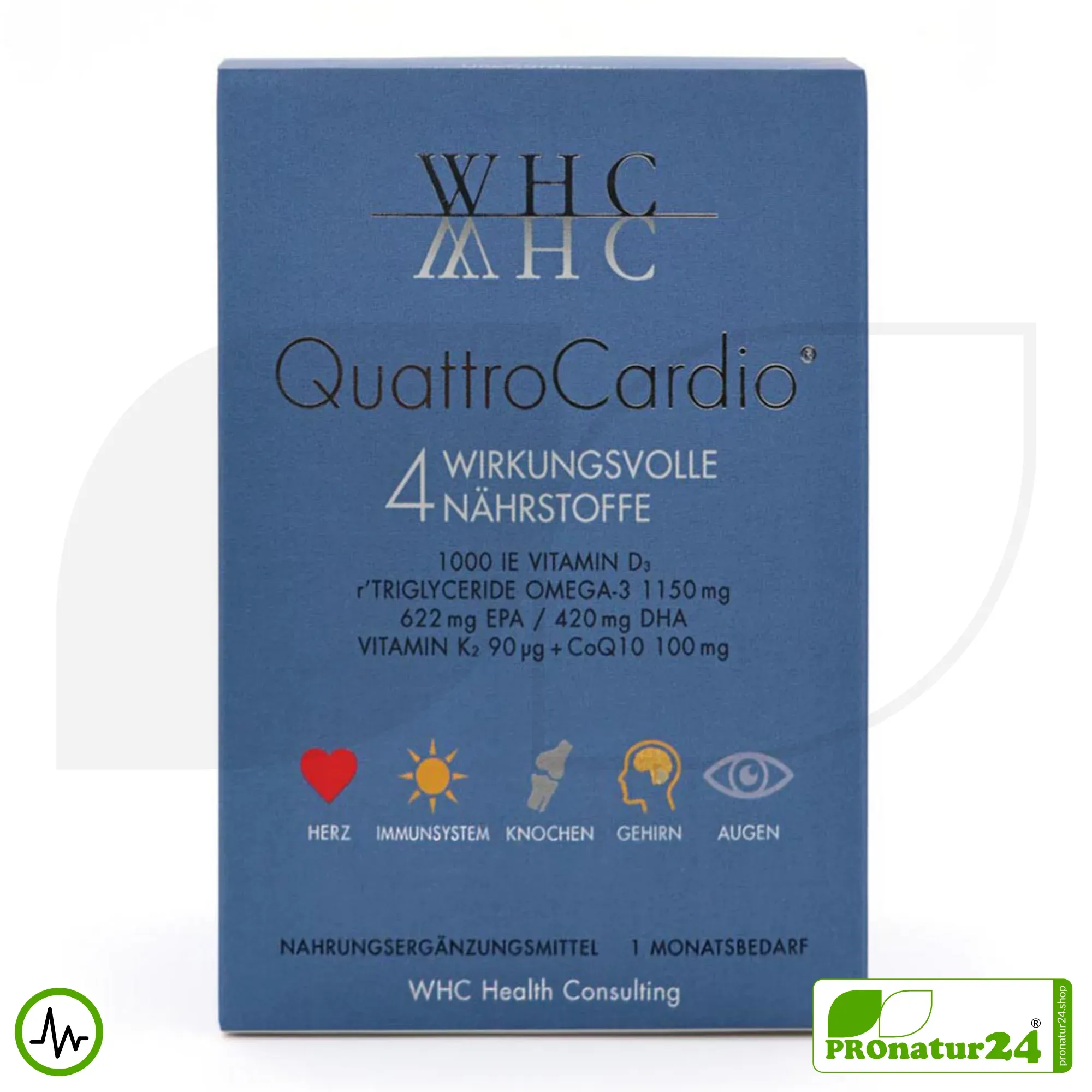 WHC QuattroCardio® (OMEGA-3 Fettsäuren, Vitamin D3, K2 und Q10 Ubichinol) | 90 Kapseln – Bild 5
