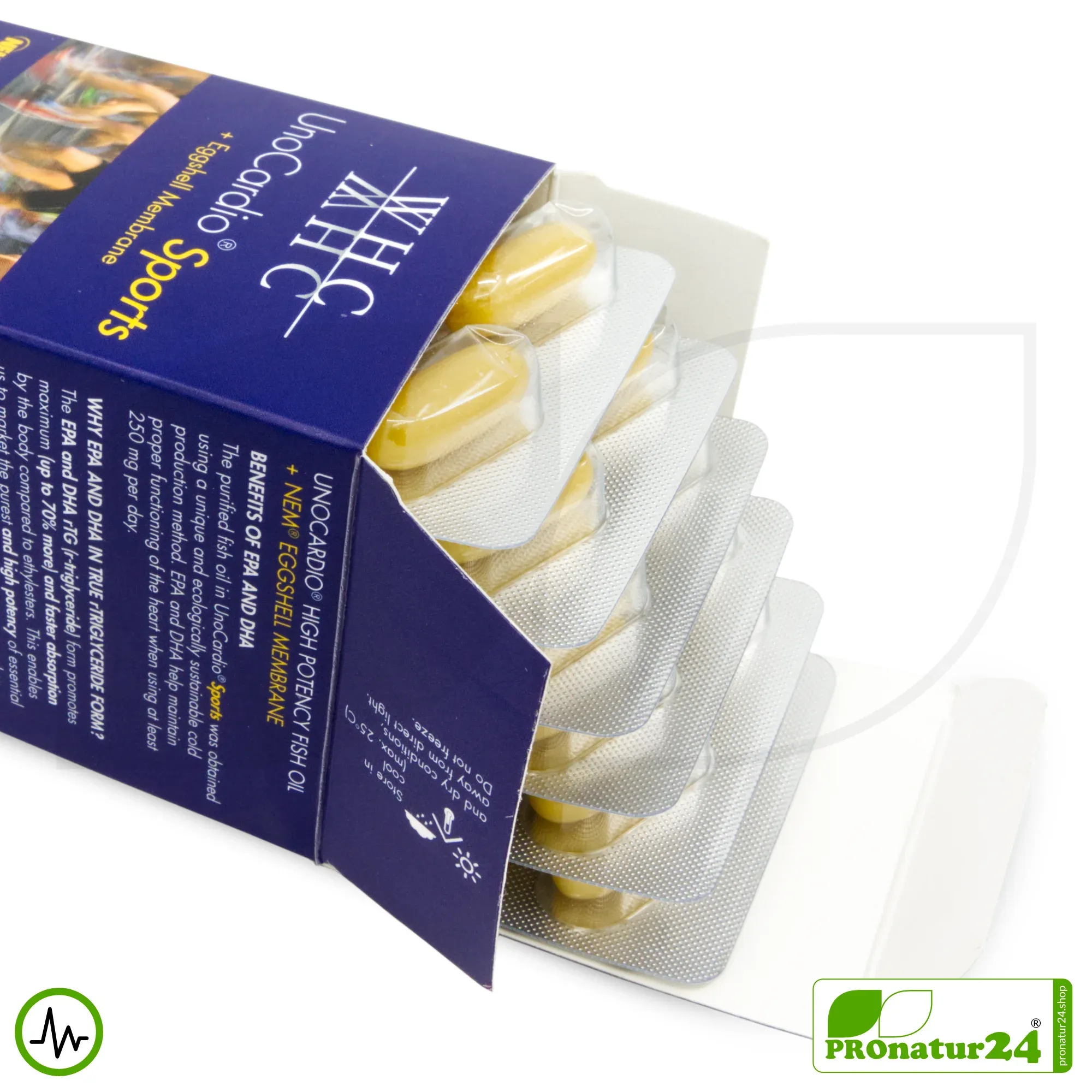 WHC UnoCardio® Sports | Omega-3 Fischöl und Eierschalenmembran in Kombination | ideal bei körperlicher Belastung | 60 Weichkapseln – Bild 4