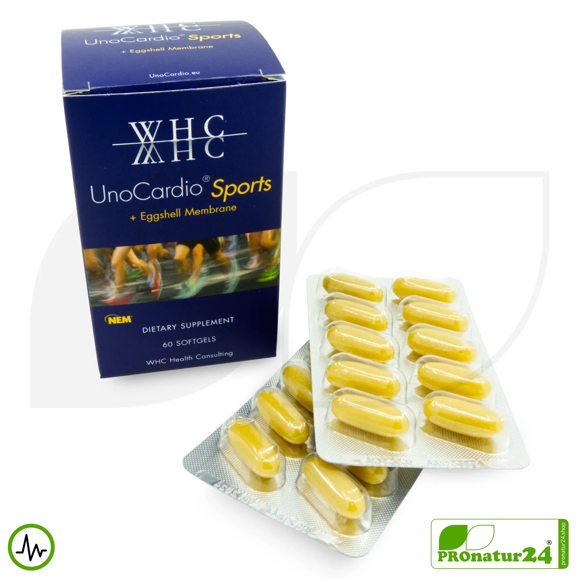 WHC UnoCardio® Sports | Omega-3 Fischöl und Eierschalenmembran in Kombination | ideal bei körperlicher Belastung | 60 Weichkapseln – Bild 3