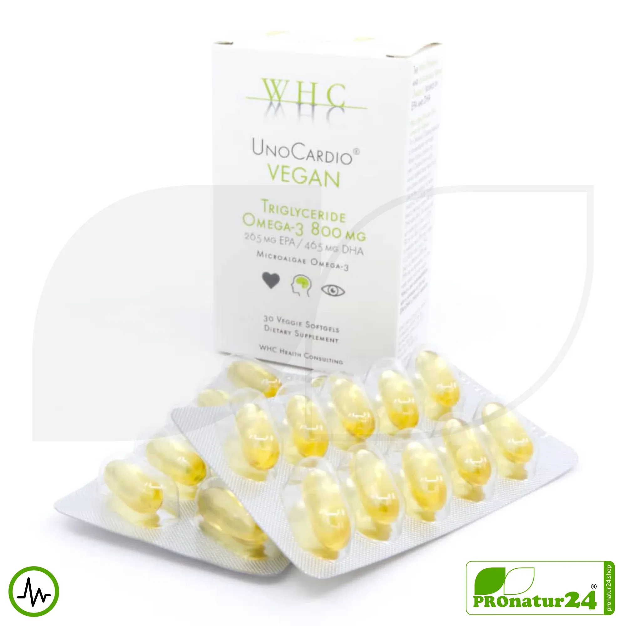 WHC UnoCardio® VEGAN | höchste Konzentration bei veganen Omega-3 Kapseln | OMEGA-3 Fettsäuren | 30 Weichkapseln – Bild 4